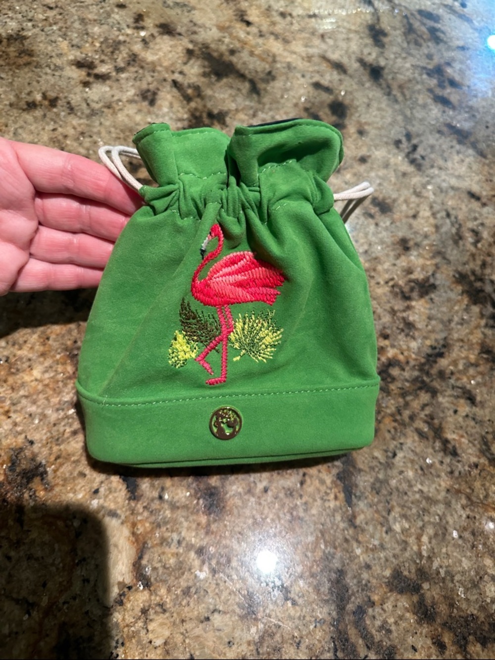 Spartina Keepsake Drawstring Pouch Flamingo Green - Picture 2 of 5